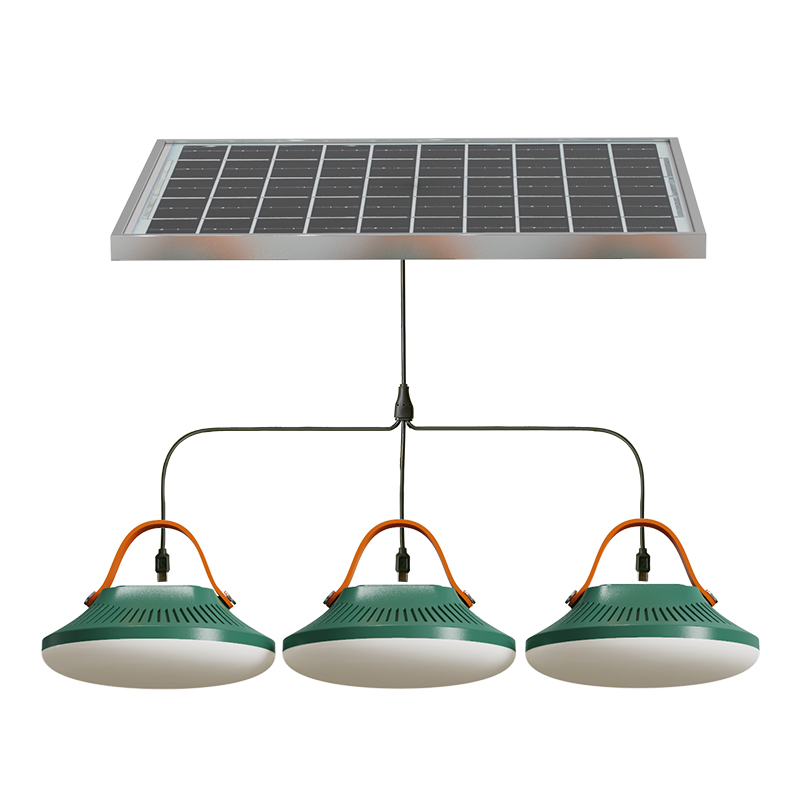 kit d'éclairage solaire portable avec 3 lampes