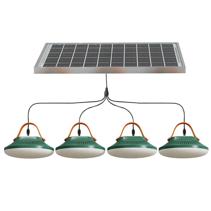 portable solar lightint kit with 4 lamps