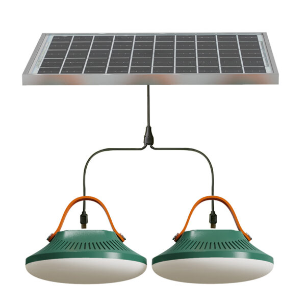 portable solar lightint kit with 2 lamps