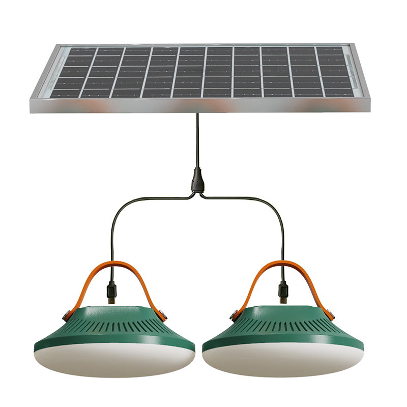 kit de iluminación solar portátil con 2 lámparas