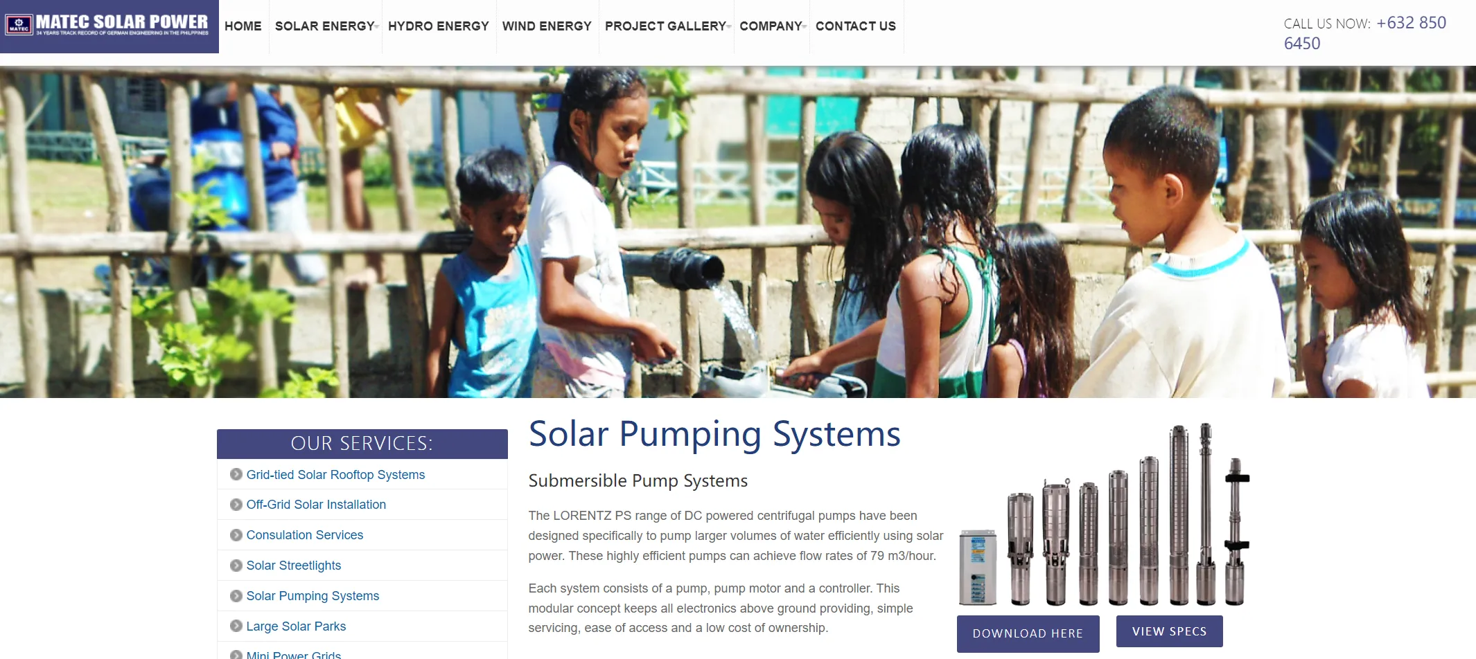 MATEC SOLAR POWER-Principal proveedor de bombas de agua solares en Filipinas