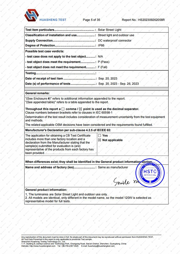 Certificat-IP66 IEC60598-1